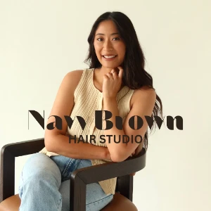 Navy Brown Hair Studio Image